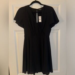 Express black short sleeve wrap mini dress